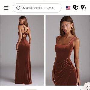 Elegant Rust Velvet Gown